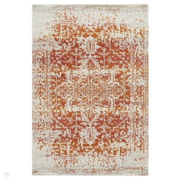 Nova NV09 Antique Traditional Medallion Border Durable Easy-Care Polypropylene Short Pile Orange/Cream/Grey Rug-Asiatic Carpets-Rug Love - The Most Loved Rug Store